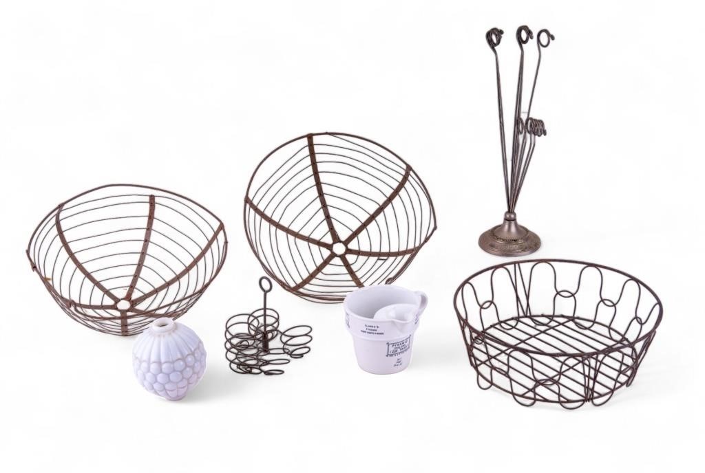 Antique Wire Baskets & Fairy Porcelain