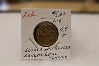 $5.00 Liberty Gold, solder on reverse, obverse det