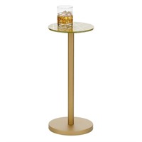 mDesign Glass Top Side/End Drink Table - Small Mod