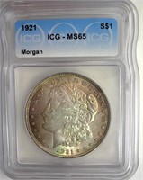 1921 Morgan ICG MS65 Soft Toning