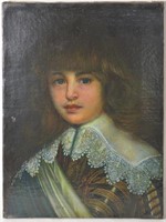 OLD MASTER STYLE PORTRAIT YOUNG BOY SIGNED