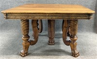 Antique Oak Paw Foot Dining Table