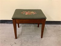 Wood Stool with Crochet Seat