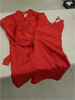 Winlar red satin robe and gown lingerie set,