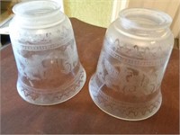 2 Matching Winged Griffen Shades - Etched