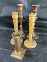 VTG Wooden & Metal Candle Stick Holders