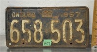 1957 Ontario license plate