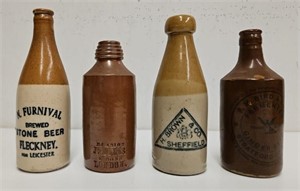 (4) Antique English Stoneware Bottles