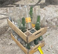 (2)  WOOD COKE CASES W/ ASSORTED BOTTLES