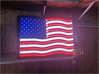 Neon lighted American Flag