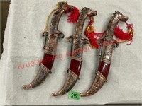 (3)13.5" Horse Head Dagger W/ Scabbard