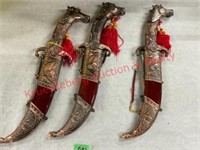 (3)13.5" Horse Head Dagger W/ Scabbard