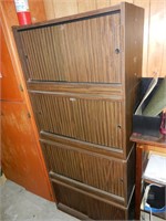 Two Wooden Cabinets w/ Sliding Doors