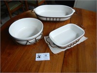 Three Large Serving Dishes w/ Stands