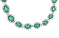 Rare AAA+ 21.73ct Emerald & Diamond Necklace