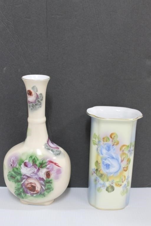 Two Nippon Hand Painted Vases
