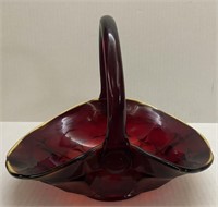 VINTAGE RUBY RED GLASS BASKET