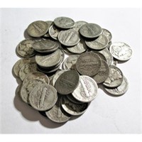 (50) Mercury Dimes 90% Silver