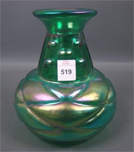 Czech/ Loetz Style Green Art Glass Vase