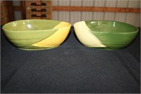 Two Shawnee Pottery Corn King vegetable dishes