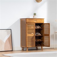 Suwoic Shoe Cabinet  4 Tier  2 Doors with Drawer