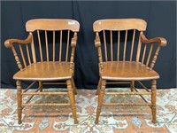 Pair of Country Refinished Arm Chairs