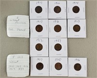 11ct Wheat Pennies 1910's - 1937