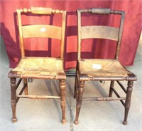 Pair of Antique Rush Seat Chairs