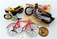 Vintage Plastic Bicycle, Motorcycles, Shooter Marb