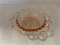 Pink Depression Dish - Open Lace Design