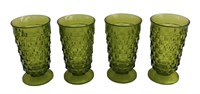 Mid Century Modern Green Faceted Glasses