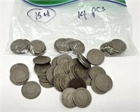14 Buffalo Nickels; 34 V-Nickels