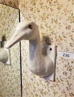 White Ceramic Goose Head Towel Holder
