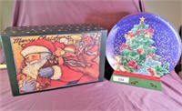 Two Large Christmas Theme Decorative Boxes