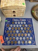 VTG STATES OF THE UNION TOKENS / COINS W HOLDER