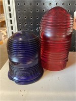 2 Colored Glass Light Covers-1 is Chipped