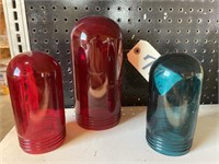 3 Colored Glass Light Covers