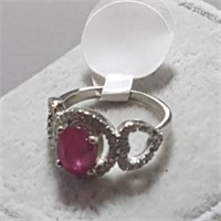 Sterling Silver Ruby CZ Ring