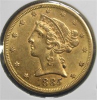 1885-S $5 Gold Coin