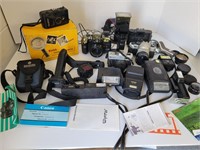Cameras and camera equipment lot