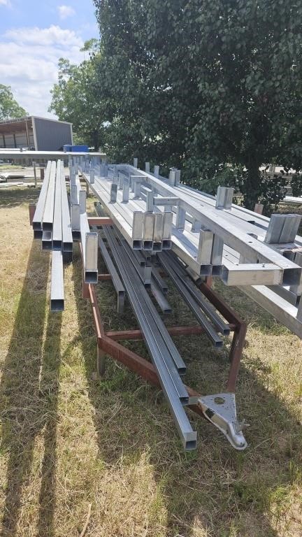 Bases and square tube on top of trailer. Trailer