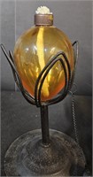 amber lantern oil lamp vintage ,estate