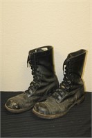 Black Leather Military Combat Boots