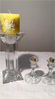Crystal Candle Pillar and Pair of Crystal