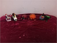 6 mini glass figures, turtle Penguin, frog and