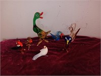 7 mini glass figures birds.