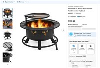 E6614  Yaheetech 32" Round Fire Pit, Black