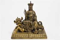 Chinese Brass Sculpture of Immortal on QIlin