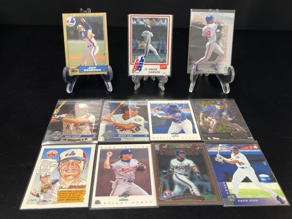 11 Baseball Cards Including Expos Jeff Reardon,