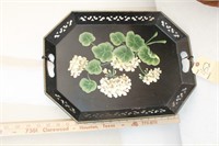 Vintage black toile tray